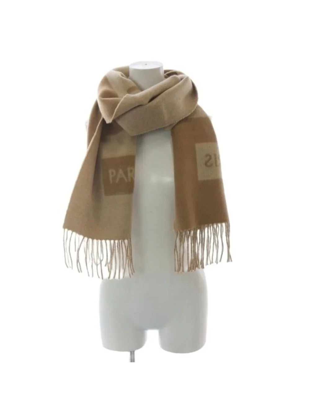 Louis Vuitton Echarpe Baroda Scarf Cashmere Fringe Beige Brown - Picture 2 of 8
